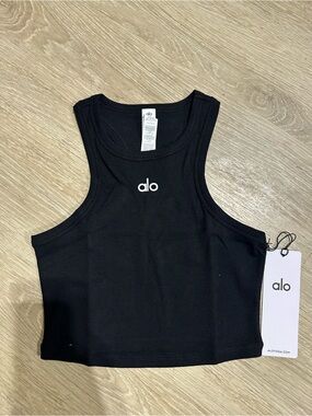 ALO Yoga Women Black Ribbed Crop Tank Top